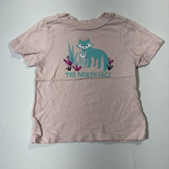 The North Face Toddler T-Shirt 2T Pink Fox Graphic Short Sleeve 100% Cotton - Picture 1 of 4